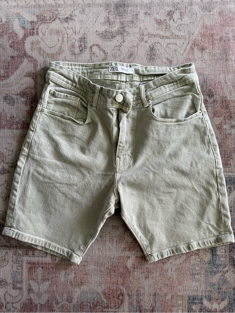 Zara Women's Light Olive Green Denim Shorts